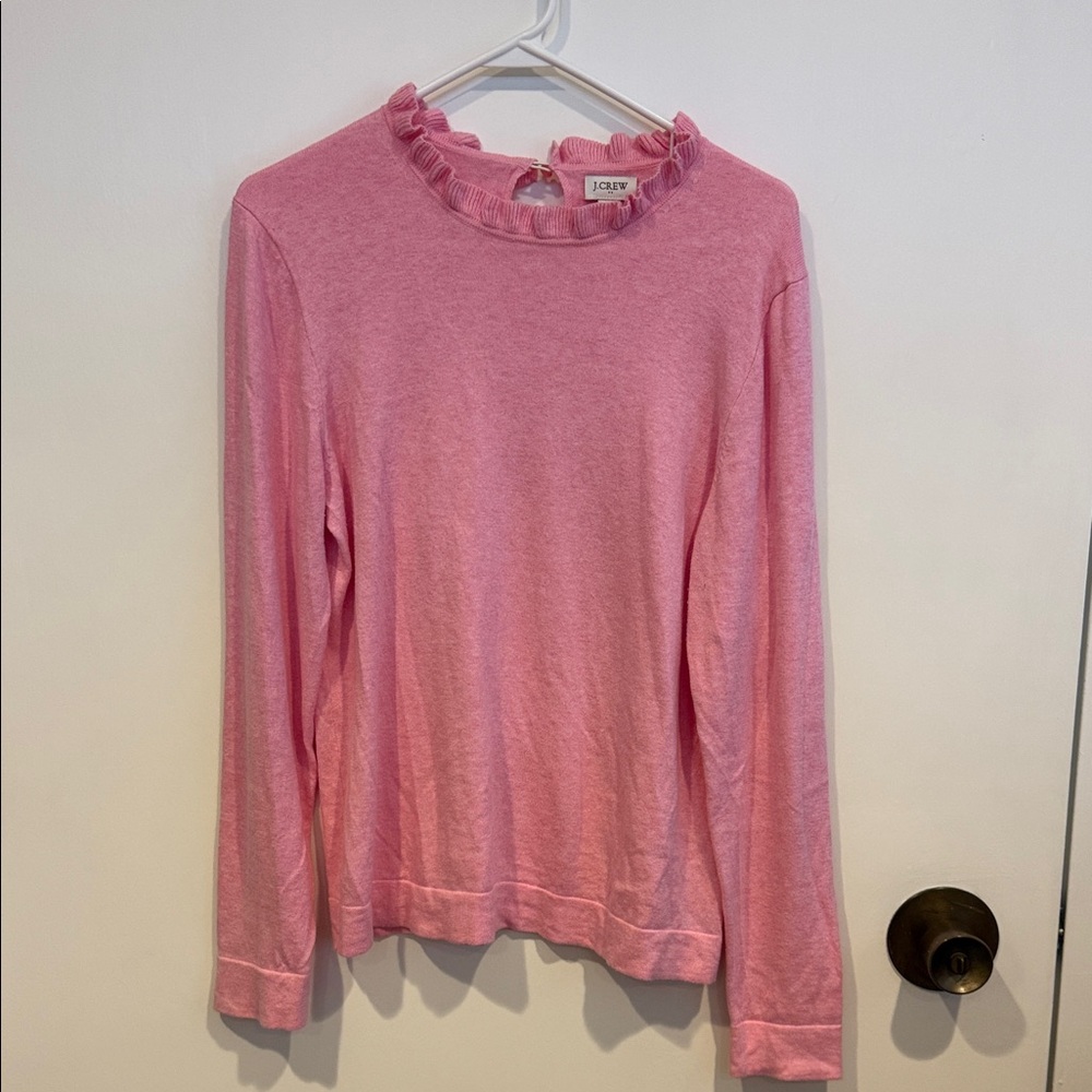 J. Crew Soft Pink Ruffle Sweater - Picture 2 of 6